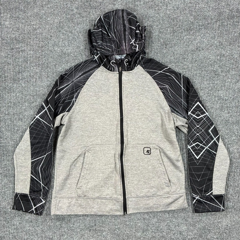 AND1 Mens Full Zip Hoodie Gray Black Performance Jacket Size L Athletic